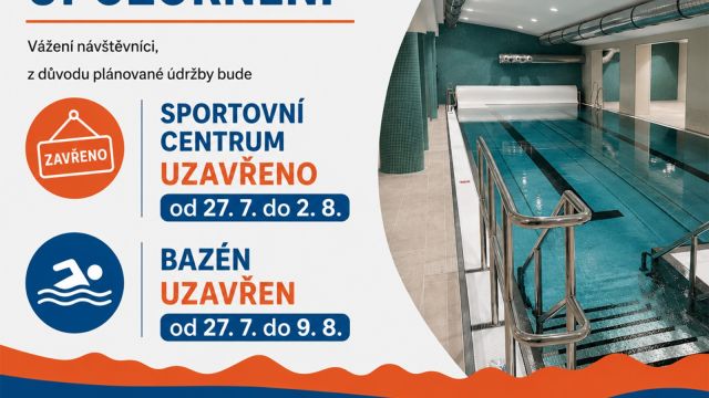 Upozornění o uzavření sportovního centra
