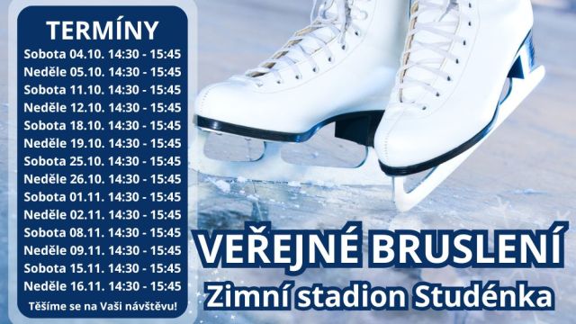 Veřejné bruslení každou sobotu a neděli od 14:30!